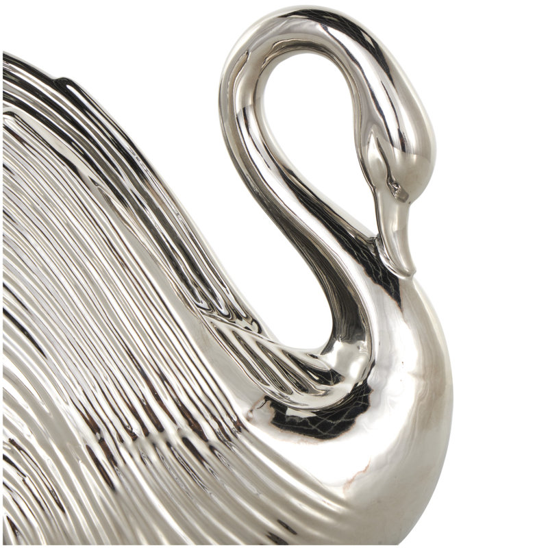 Sculpture cygne en céramique Jadison, Argent