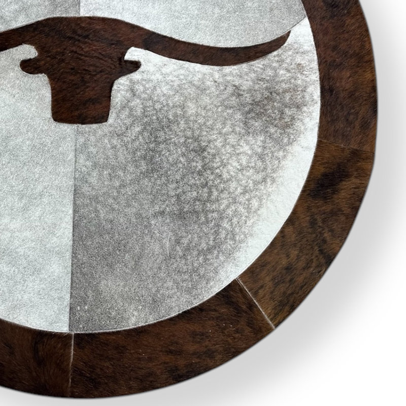 Tapis rond en cuir de vache