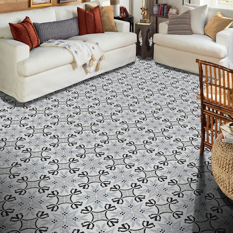 Tifelt 8" x 8" Cement Patterned Wall & Floor Tile