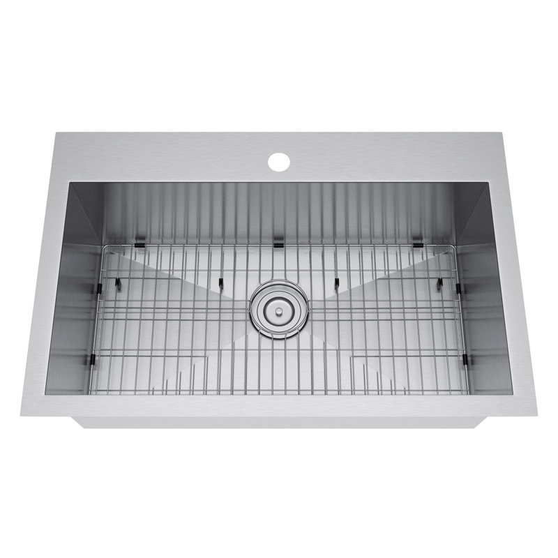 Exclusive Heritage 33" Stainless Steel Single Bowl Kitchen Sink with Strainer and Grid