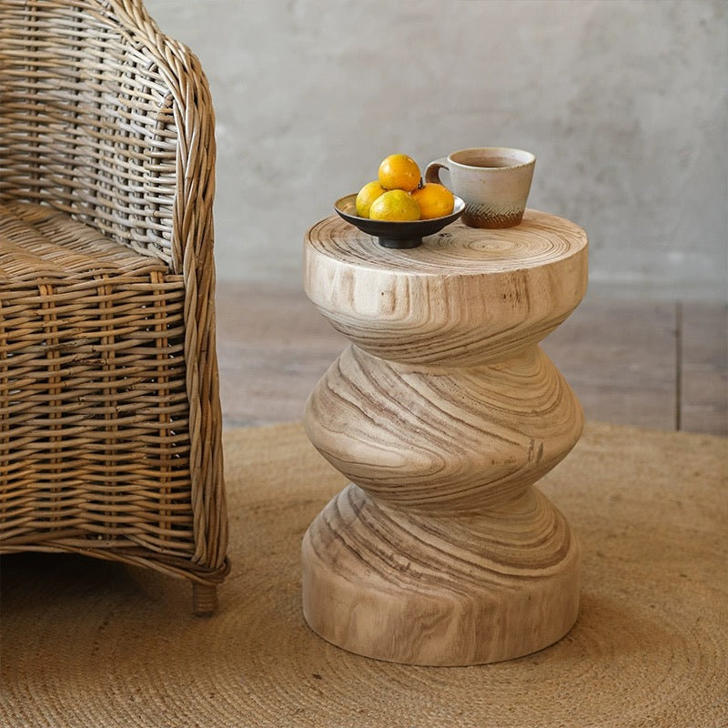 Joyleen Solid Wood End Table, Beige