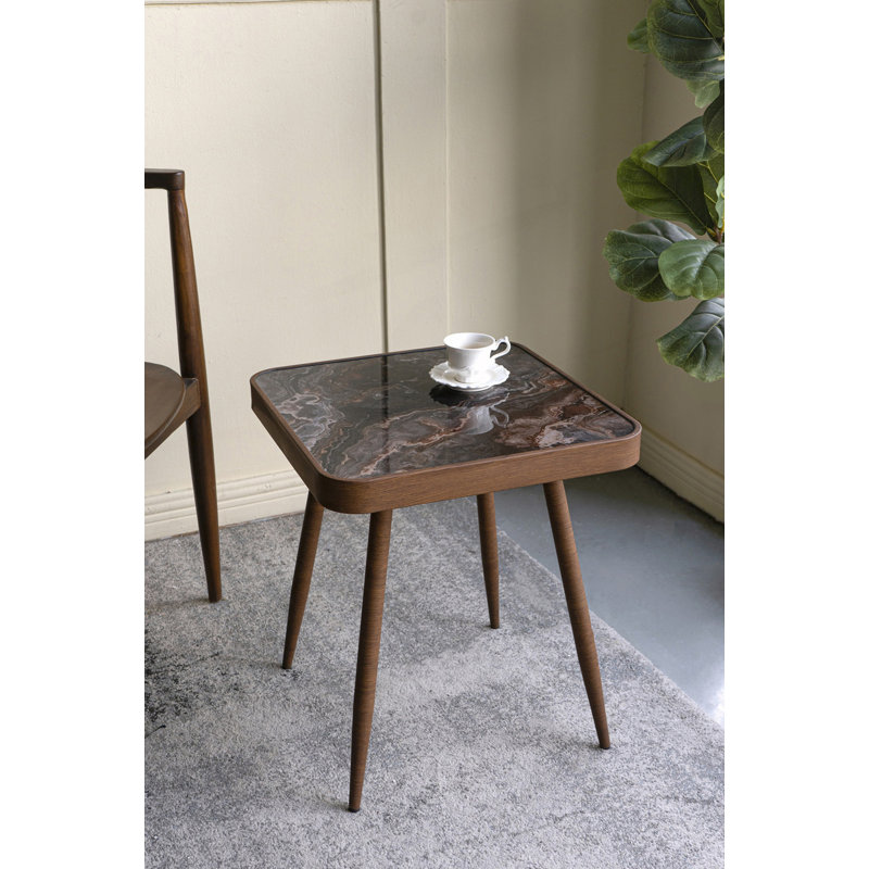 Table d'appoint carrée avec plateau en verre