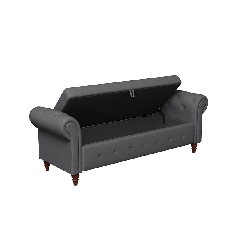 Bed Bench Dark Grey Fabric, Dark Gray