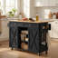 Îlot de cuisine l 50 po avec comptoir rabattable, armoire de rangement roulante noire avec roues verrouillables-627955119