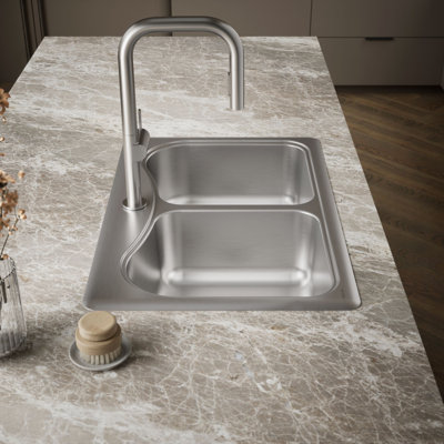 Staccato 33" L x 22" W Drop-In Kitchen Sink with Single Faucet Hole