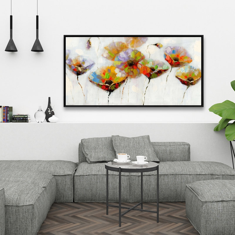 Color dotted flowers - 24"x48" Framed canvas