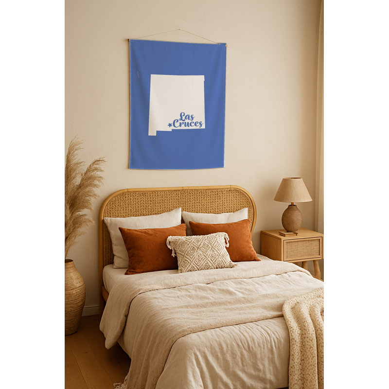 Belle demeure de Las Cruces — Silhouette de l'État du Nouveau-Mexique — Tapisserie murale tissée, portrait, H 70 po x l 50 po