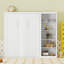 Grand lit escamotable mural avec tablettes, blanc