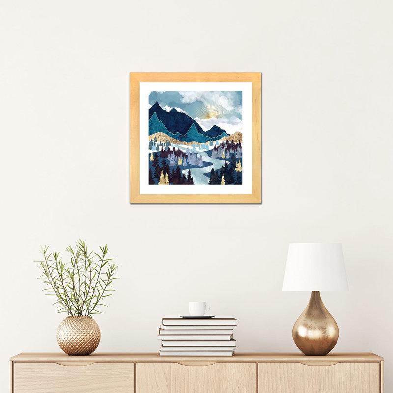 Valley Sunrise - impression d'art graphique, Natural Wood Paper, Blanc, H 16 po x l 16 po x p 1 po