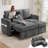 Ebern Designs 81" Convertible L Shaped Couch Sofa Sleeper With Reversible Chaise With Storage And Side Pockets-649564502