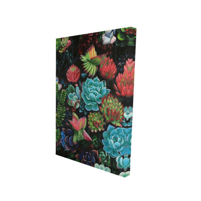 Ensemble de plantes grasses colorées - Toile florale pour la décoration intérieure
