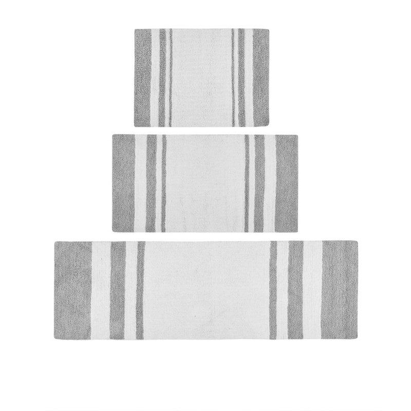 Aaniyah Cotton Bath Rug, Grey, 24"W x 72"L