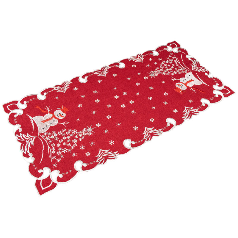 Johnathon Snowman with Snowflakes Trees Runner, 27" x 13.5"
