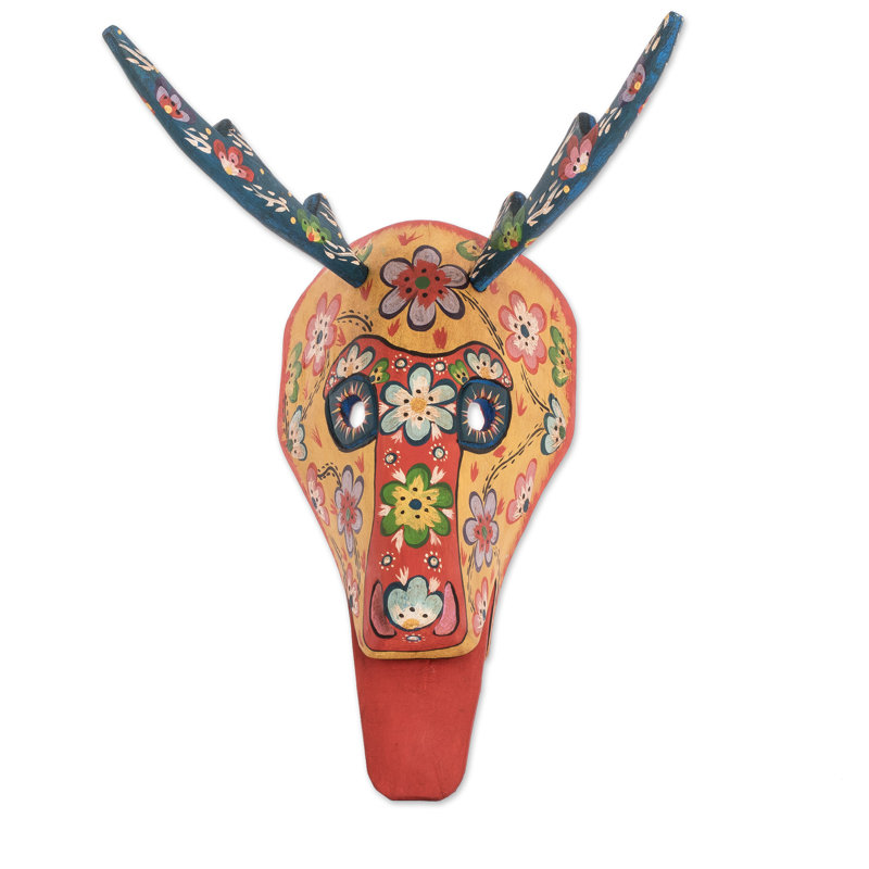  Masque de cerf en bois fait à la main