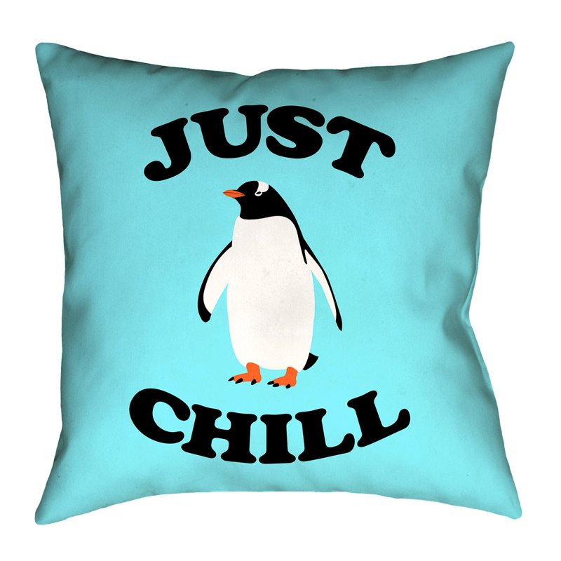 Coussin décoratif d'extérieur à motif de pingouins Katelyn Smith Just Chill, 20 po x 20 po