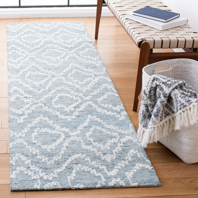 Metro Hand Tufted Wool/Cotton Ikat Rug in Blue/Ivory