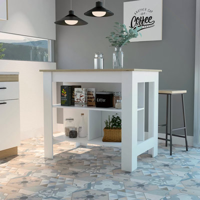 Îlot de cuisine, quatre pieds, trois tablettes
