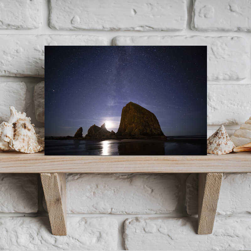 Seascape With Rock Objects At Dusk, Cannon Beach, Oregon, Usa Contemporary Wall Art, H 12 po x l 18 po