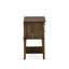 Ensemble de lit 3 pièces Granbury avec structure de lit grand capitonné et 2 tables de chevet en bois de Jacobin vieilli - similicuir brun foncé avec texture noire et pieds noirs-271646640-271646644