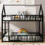 Lit superposé simple au-dessus de simple en métal avec clôture et porte en métal, conception peu encombrante-406153741