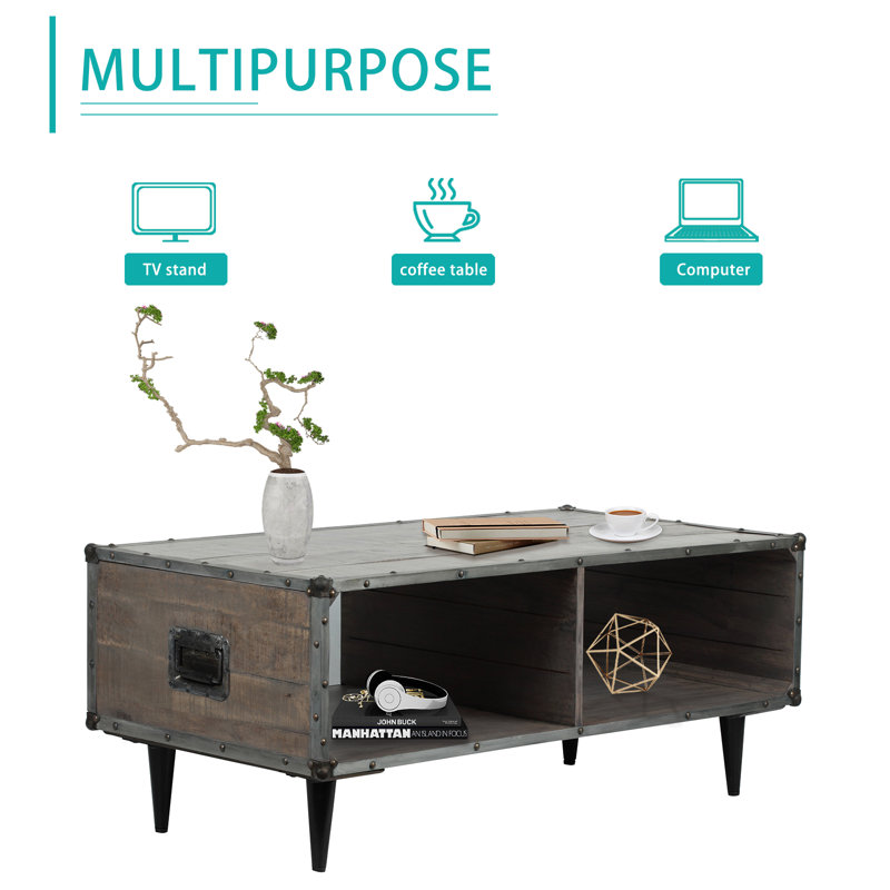 Verdel Solid Wood Single Coffee Table, Gray Wash