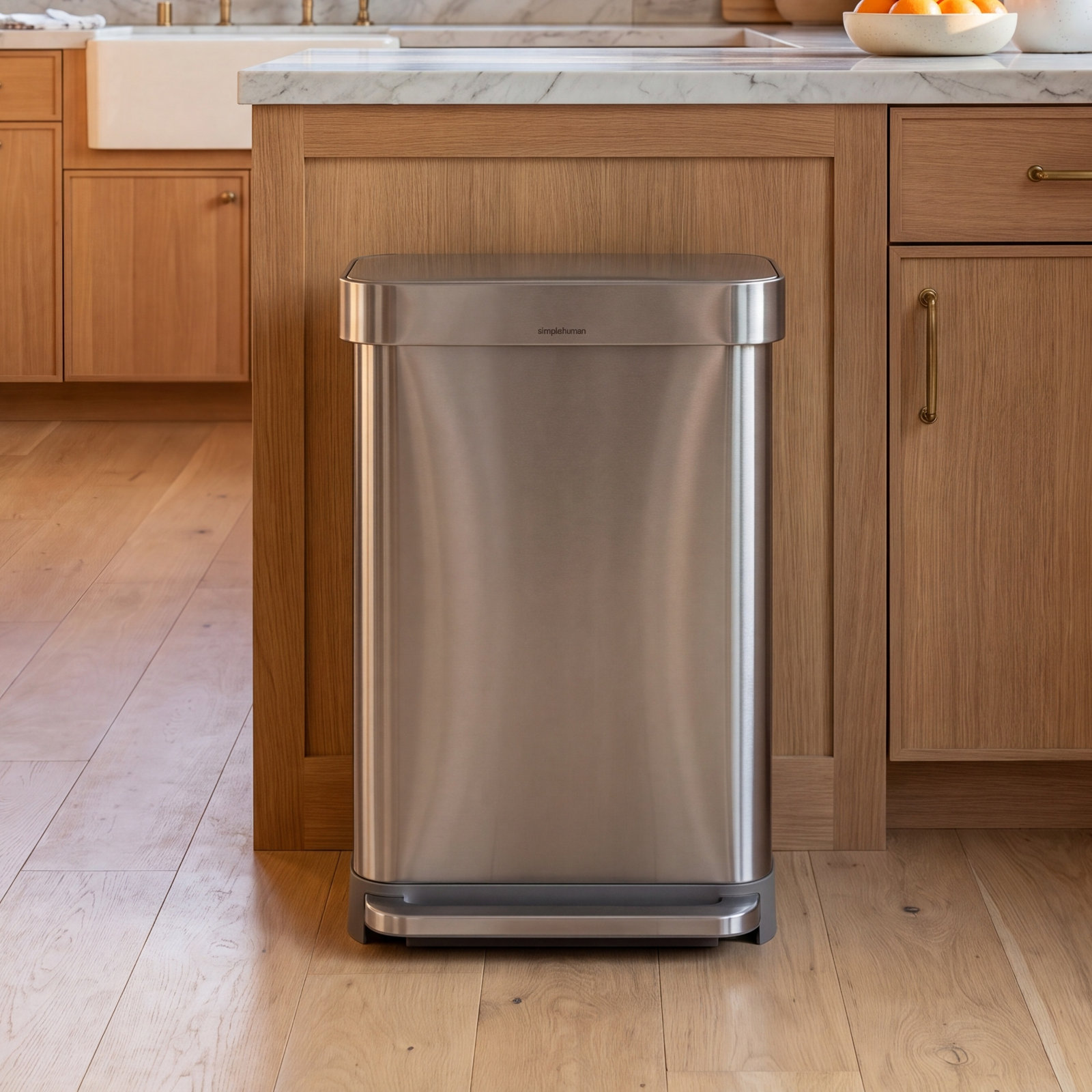 simplehuman 14.5gal Rectangular Step-On Can, Brushed