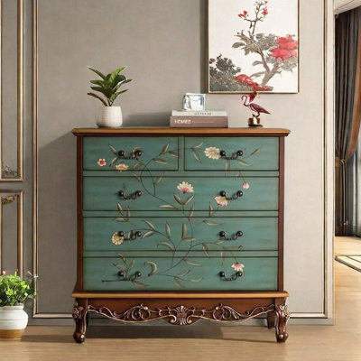 Vintage 5-Drawer Entryway Accent Chest