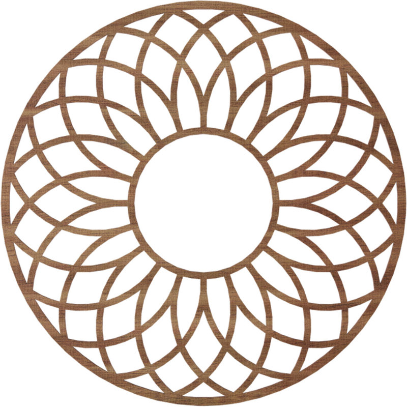 Médaillon de plafond en bois ajouré Cannes, Noyer, H 34 po x l 34 po x P 0,25 po