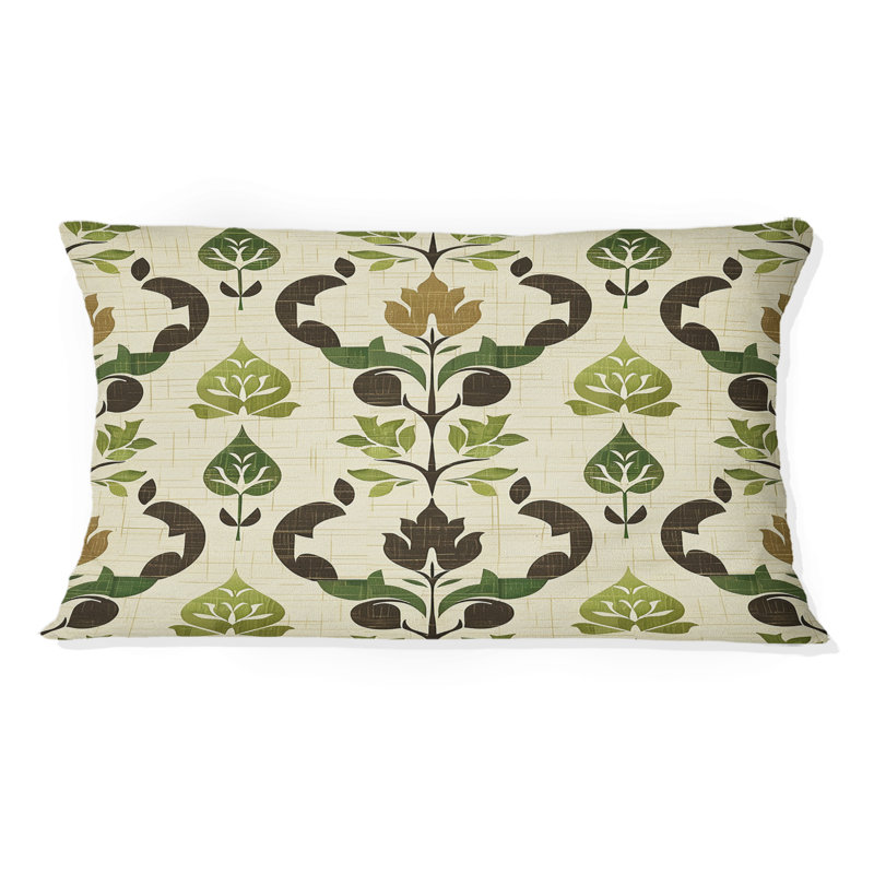 Coussin lombaire vert beige et motif de treillis I