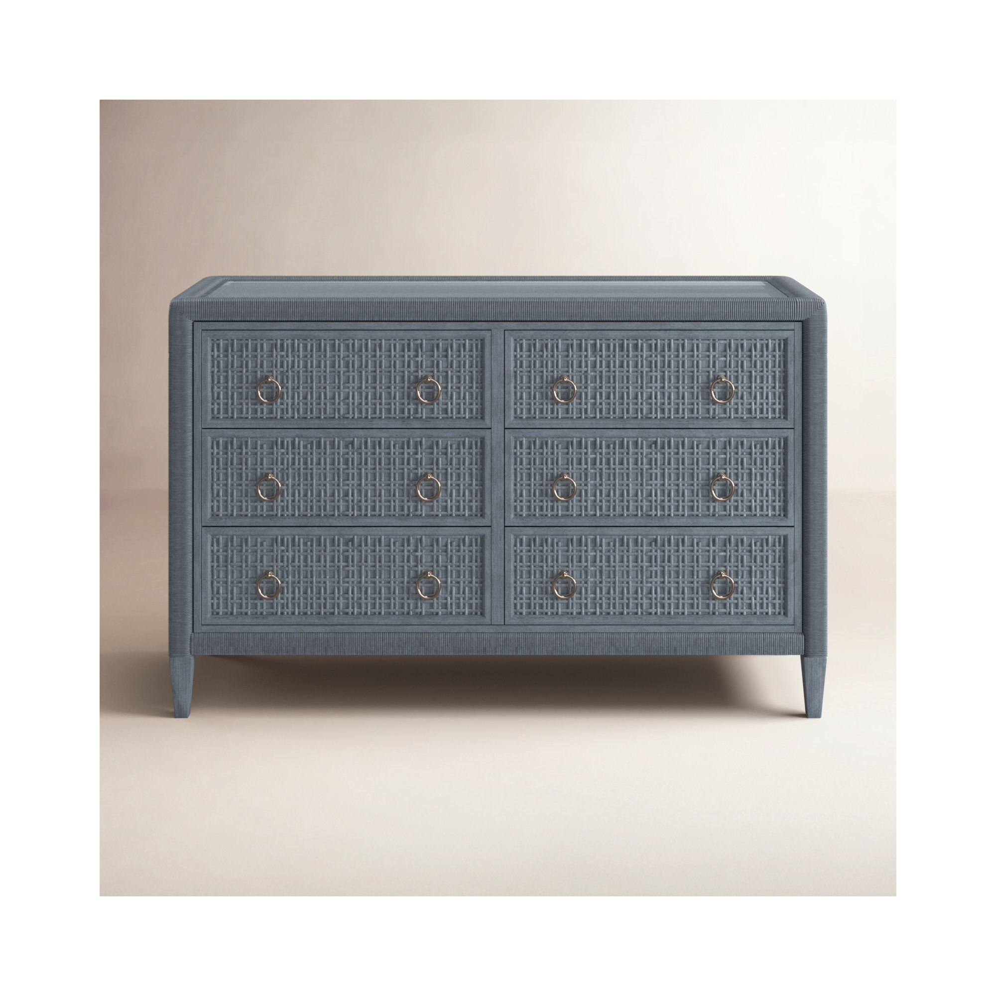 Monterey 6 Drawer 54'' W Dresser, Sea Glass, Yes, Brass