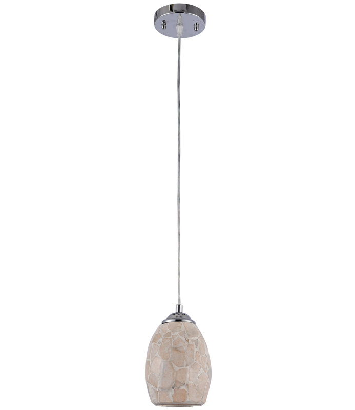 Chloe Lighting Kai Mini Pendant Ceiling Fixture – 6.1" H Mosaic 1-Light Chrome Plated Hanging Light With 5" Shade