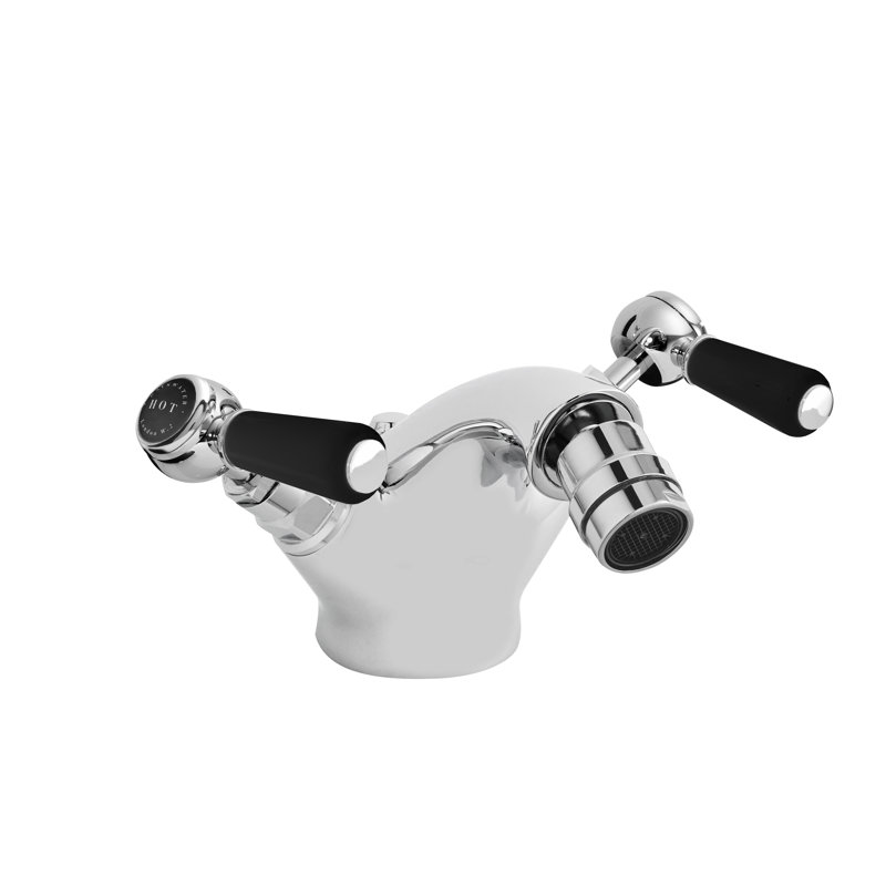 Solid Brass Double Handle Horizontal Spray Bidet Tap, Black