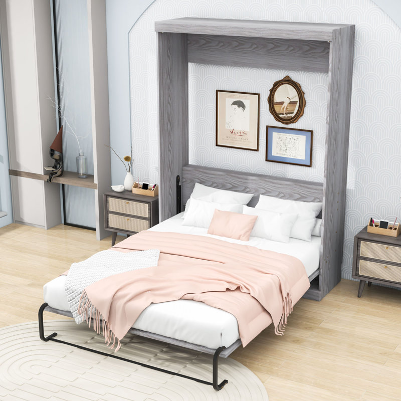 Lit escamotable avec armoire peu encombrante et lattes, Double