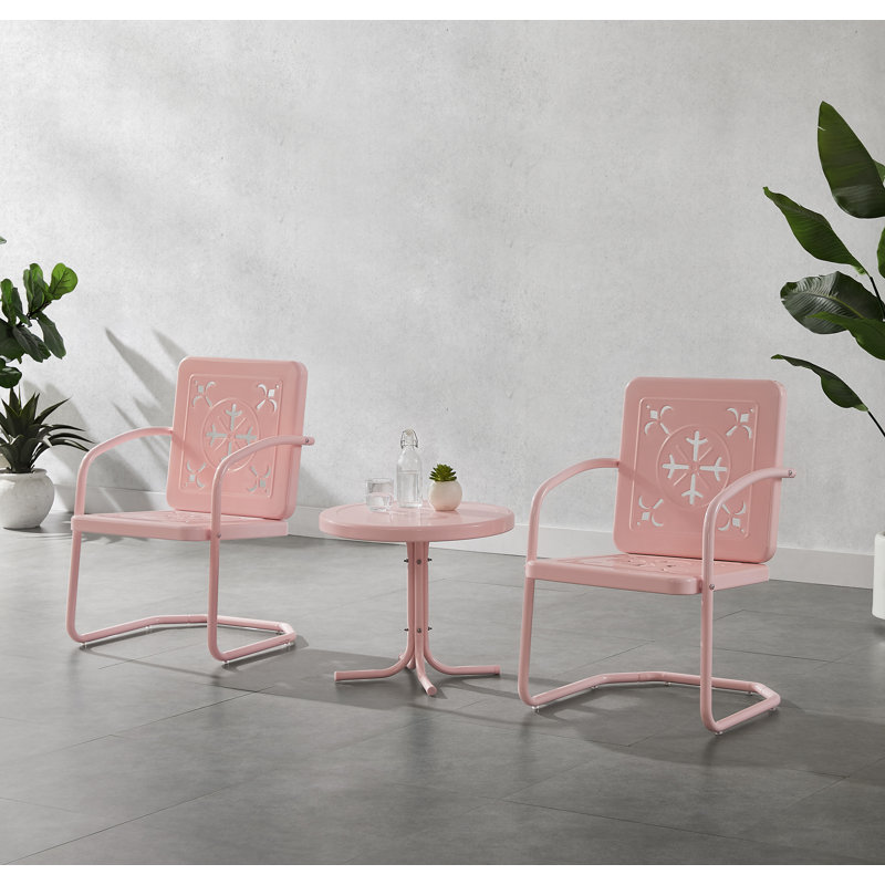Dadi 3-piece Retro Outdoor Chair Set, Pink