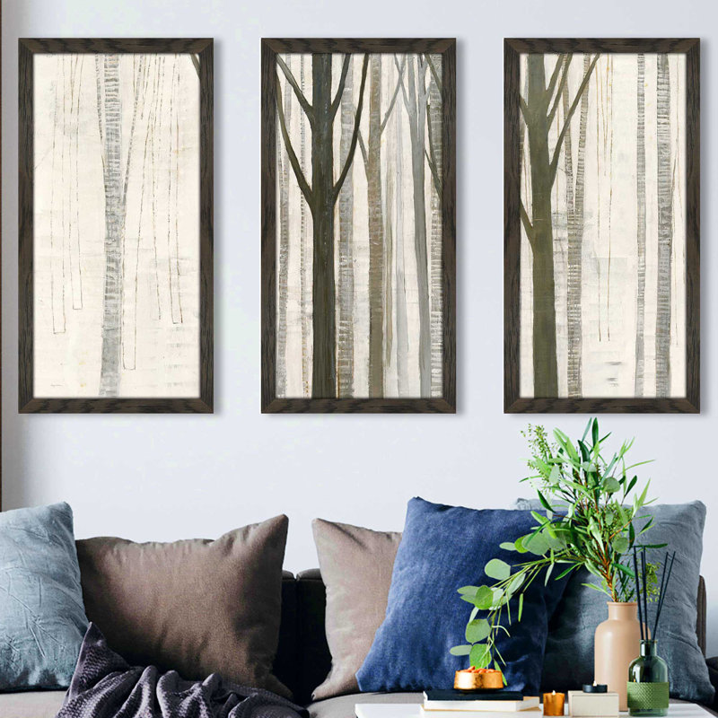 " Down To The Woods On White Crop " 3 - Pieces, 40.5" H x 25.5" W x 1" D