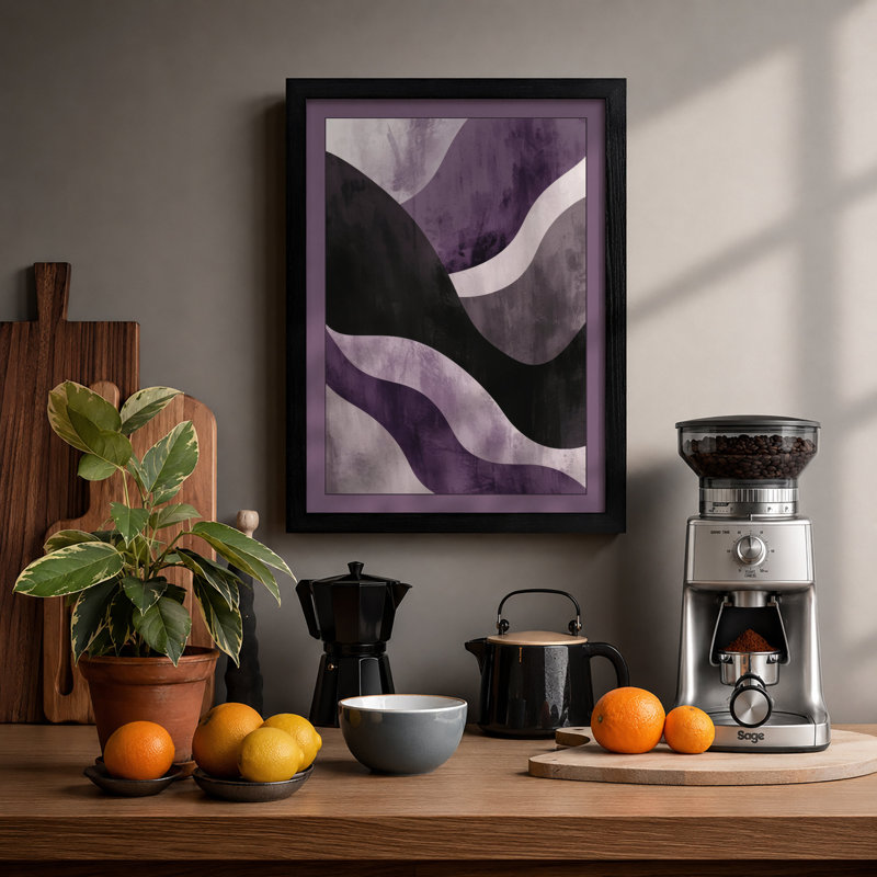 Lavender Waves Minimalist - Print, Black, A4 - 29.7 x 21.0 cm
