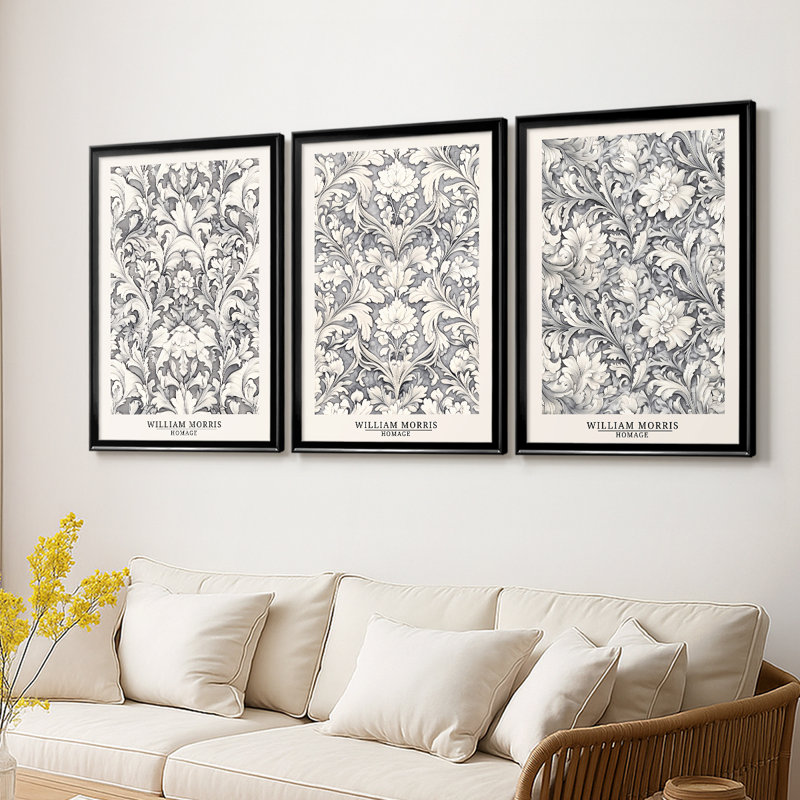 Série sur toile encadrée personnalisée - 3 pièces, H 15 po x l 19 po, Noir