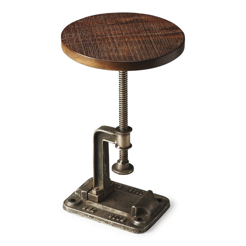 Ellis Adjustable Pedestal Side table, Deep Brown/Bronze Gray