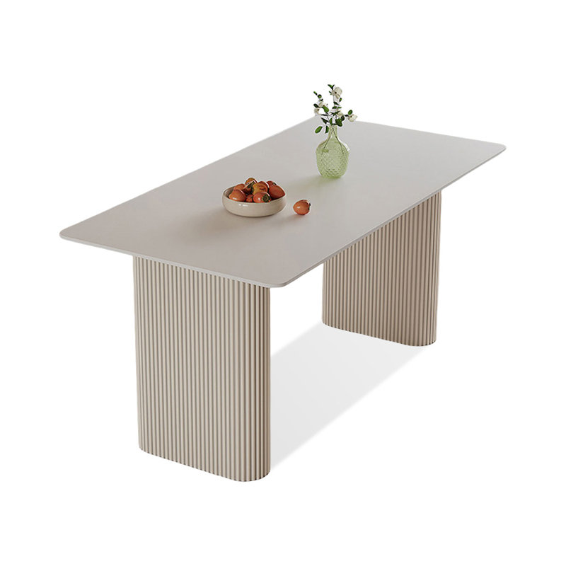 Modern White Rectangular Manufactured Wood Sintered Stone tabletop Dining Table, 29.53"H x 55.12"L x 31.5" W