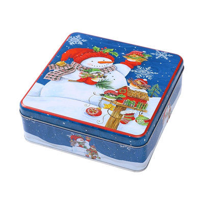 Christmas Tin Gift Box For Candy Snacks Cookies Metal Storage Organizer Decorative Holiday Treat Box For Kids Adults Party
