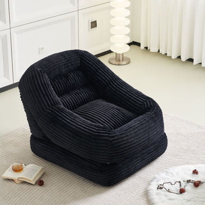 39.37'' Width Oversized Folding Lazy Sofa Bed Chair, Convertible Floor Lounge with Footrest, Soft Corduroy Fabric, Comfy Bean Bag Couch for Living Room, Bedroom, Apartment