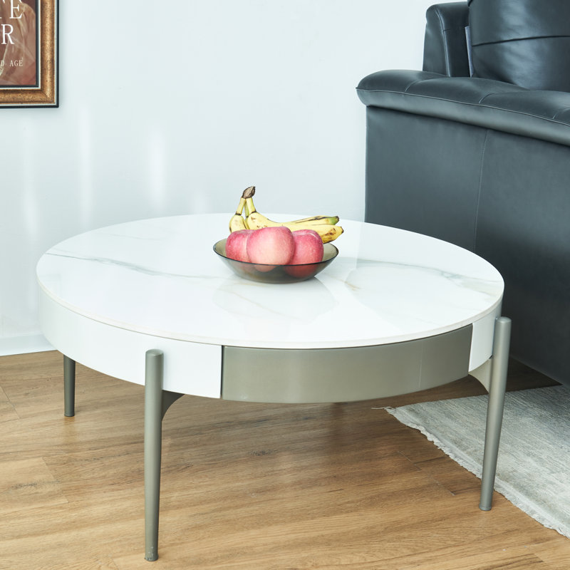Table basse ronde élégante avec rangement et design élégant pour votre espace de vie