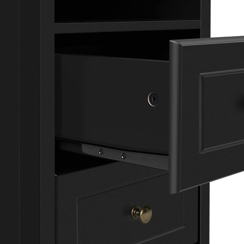 Devala 40cm W Manufactured Wood Bedside Table, Black
