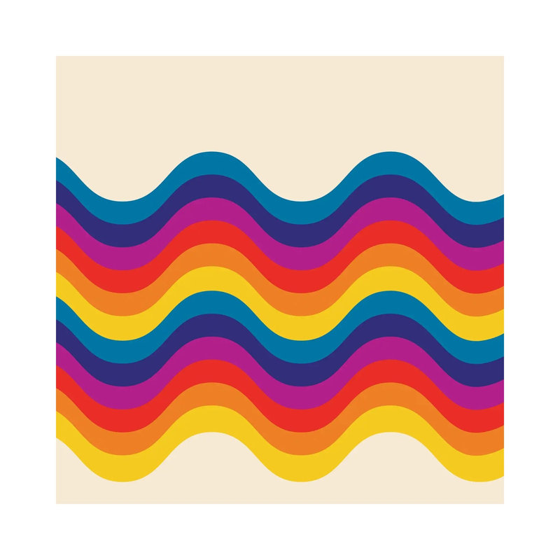 Wavy Retro Rainbow by Show Me Mars - Gallery-Wrapped Canvas Giclée on Canvas, 45.72 cm H x 45.72 cm W x 1.91 cm D, Canvas