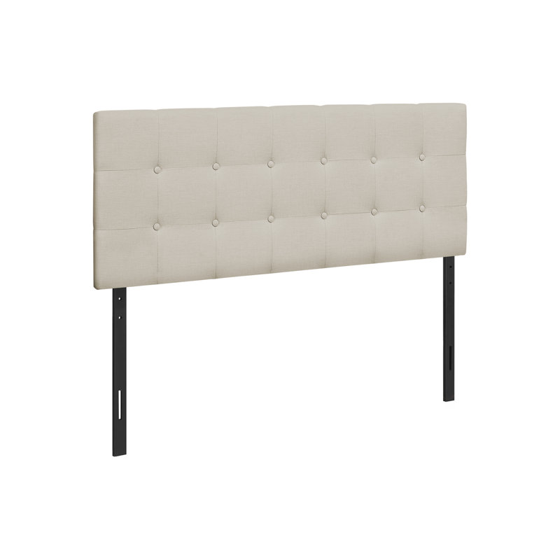 Lit, tête de lit seulement, lit double, tapissier, aspect lin beige, transitionnel, Beige, Lit double