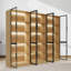 Bibliothèque l 94,5 po avec portes en verre et lumières à DEL, cabine de présentation avec tablettes à 5 niveaux-333203003-332828586