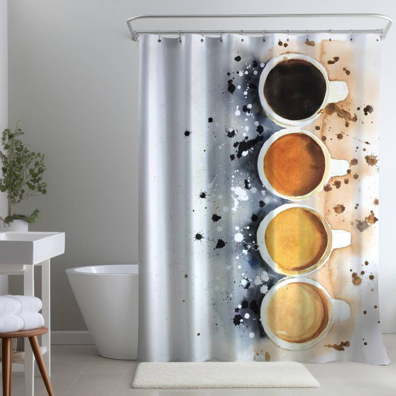 Shower Curtain GA99 – Polyester Shower Curtain, Dye Sublimation Print, 71" W × 74" L