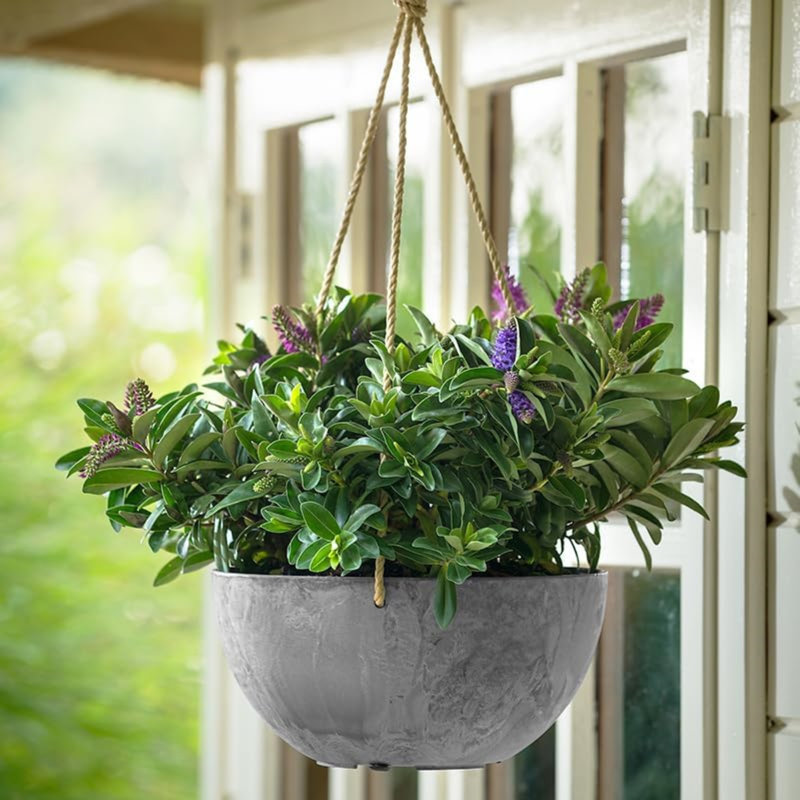 Self Watering Hanging Plastic Planter, 23" H x 12" W x 12" D, Gray