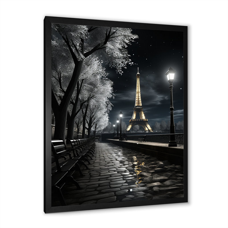 «Parisian Moonlit Night II», reproduction sur toile, Cadre photo noir, H 32 po x l 24 po x P 1 po