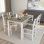 Wood Kitchen Table With Storage, Farmhouse Dining Table Set For 4, Dining Roomtable With Metal Frame And MDF Board,  For Small Space, Easy Assembly